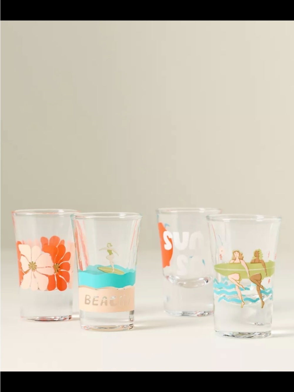 Anthropologie Decorative Tropical Shot Glass Set of 4-Multicolor